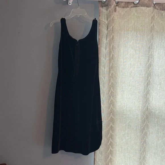 Vintage Black Velvet Floral Embroidered Women's Slip Dress - Picture 2 of 5